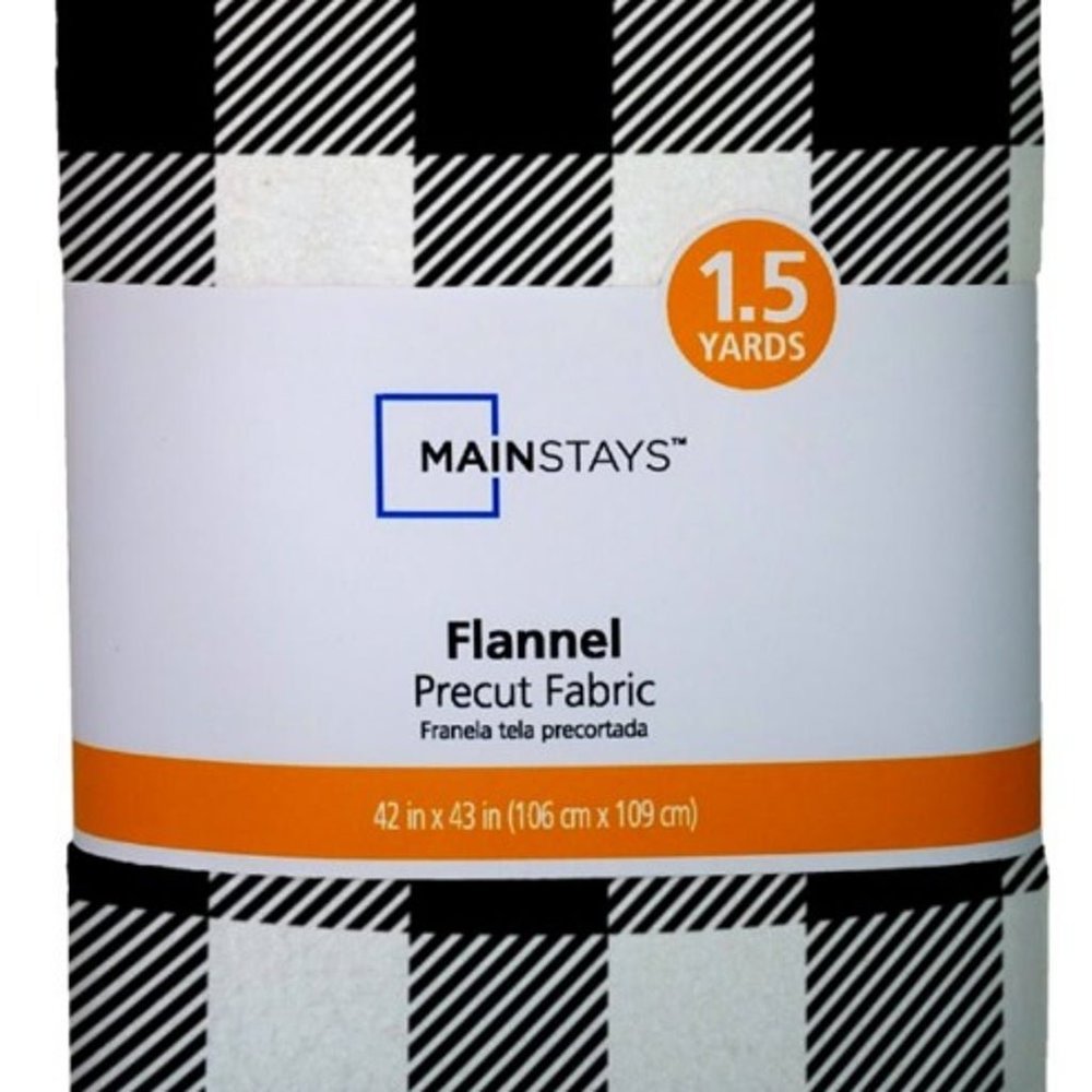 1.5 yd Flannel Buffalo Plaid Black White